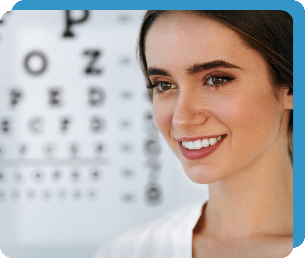 Happy Woman at Ophthalmologist Office